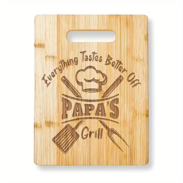 1 Stycke Bambu Skärbräda Dekoration - Allt smakar bättre på pappas grill - Bästa Presenten till Mamma Pappa Familj Vänner - Fars Dag Present Julklapp