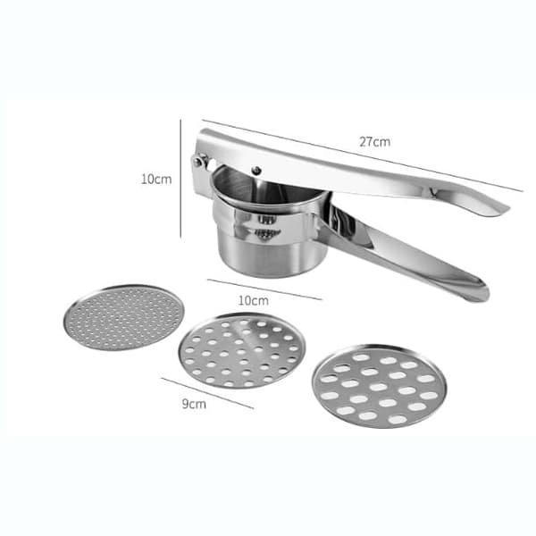Kartoffelpresse i rustfrit stål Spaetzle Press Pastapresse med 3 perforerede indsatser