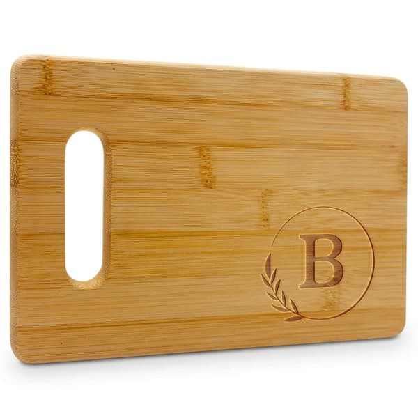 Personifierad Bambu Skärbräda - Graverat Monogram (B) - Stor Anpassad Charkuteribricka - Kökspresent med Initialer