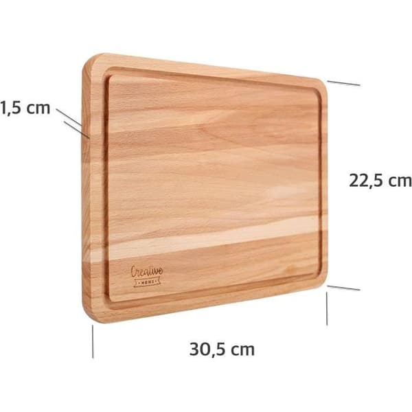 Skärbräda | Trä skärbräda | Träplanka | Aperitifbräda | 30,5x22,5x1,5cm | Naturligt bokträ