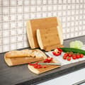 Miniatyrbild 2 av 6: Relaxdays Set med 4 skärbrädor eller serveringsfat, i bambu, användbara på båda sidor, olika storlekar, natur
