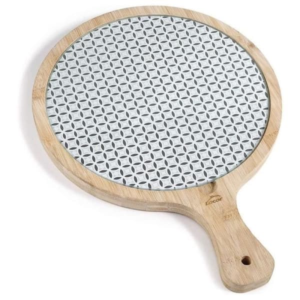 Skärbräda - Lacor - Rund - Glas och Bambu - 24,5 cm - Utdragbar bas