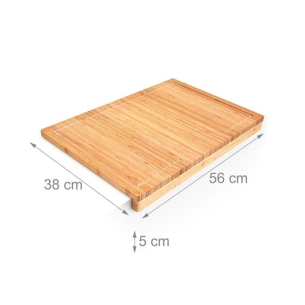 Relaxdays Skärbräda i bambu, elegant design, H x B x D: ca 5 x 56 x 38 cm, för köket, natur