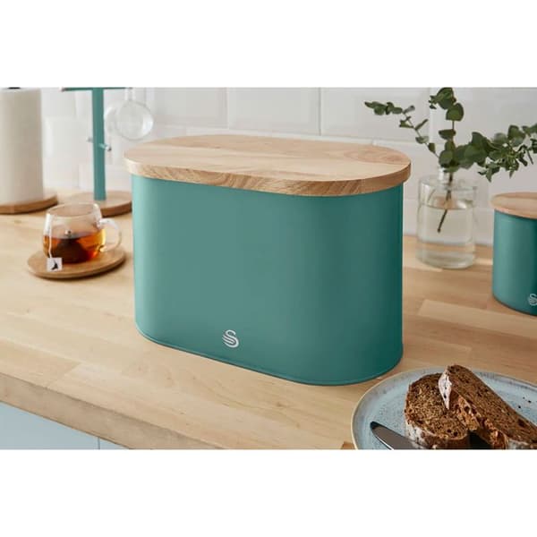 Nordisk Brödask med Bambuskärbräda och Lock Modern SWAN Nordic Grön 39214