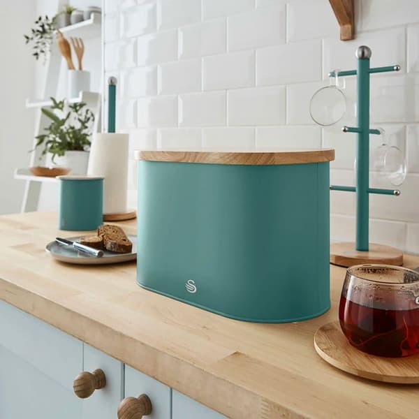 Nordisk Brödask med Bambuskärbräda och Lock Modern SWAN Nordic Grön 39214
