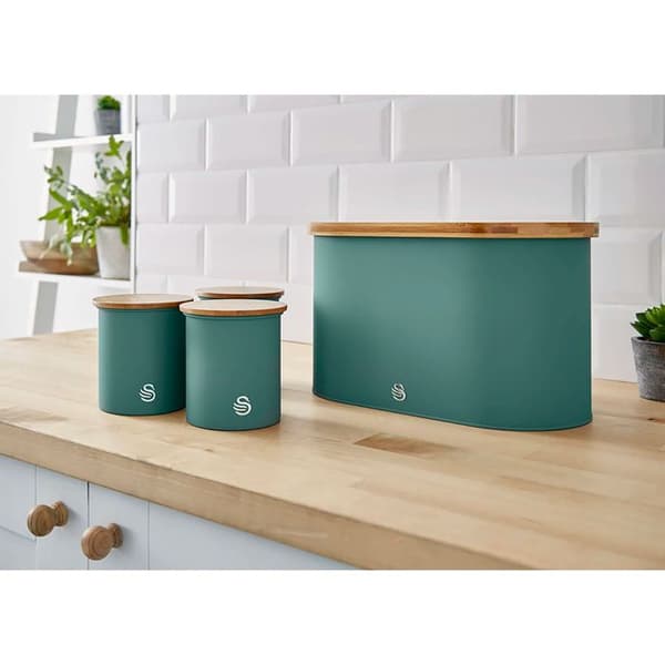 Nordisk Brödask med Bambuskärbräda och Lock Modern SWAN Nordic Grön 39214