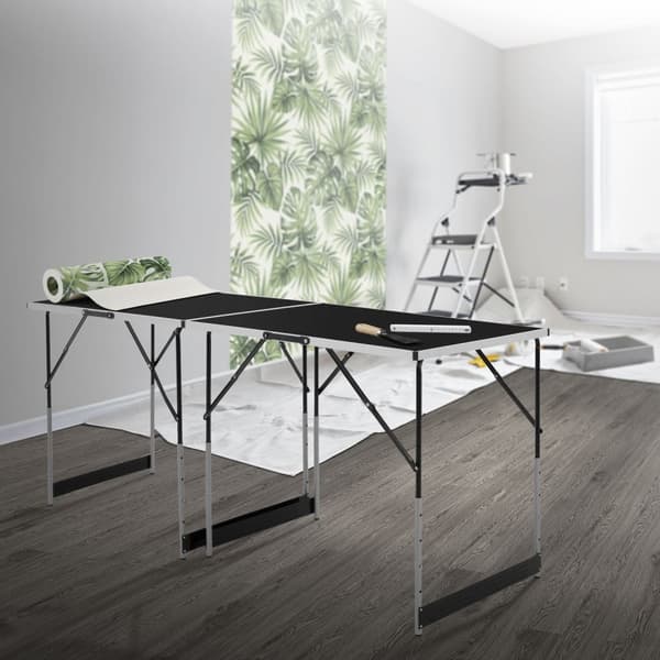 3-delt tapetseringsbord sammenklappeligt 100x60 cm sort, kan belastes med op til 30 kg