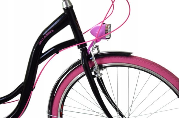 Rower Dallas City 26" Svart & Rosa Flickcykel - 7-Växlad Shimano, LED-belysning