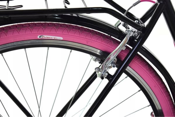 Rower Dallas City 26" Svart & Rosa Flickcykel - 7-Växlad Shimano, LED-belysning