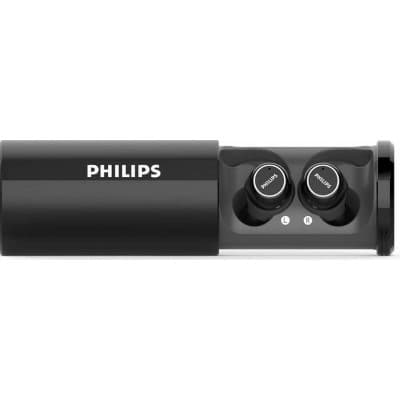 Philips Action Fit True Wireless in-ear headphones, IPX5 waterproof, Portable charging case, UV cleaning. Place earpieces in chargin