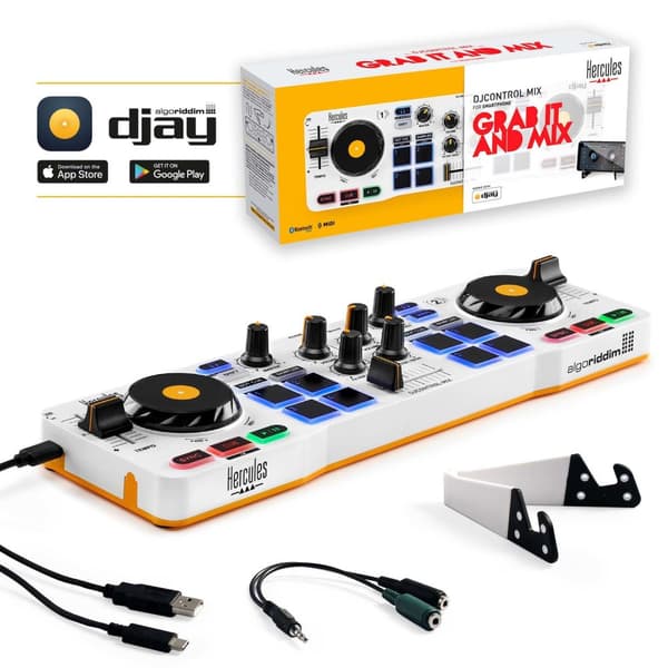 Hercules DJControl Mix – Bluetooth trådløs DJ-controller til smartphones (iOS og Android) – djay-app – 2 dæk