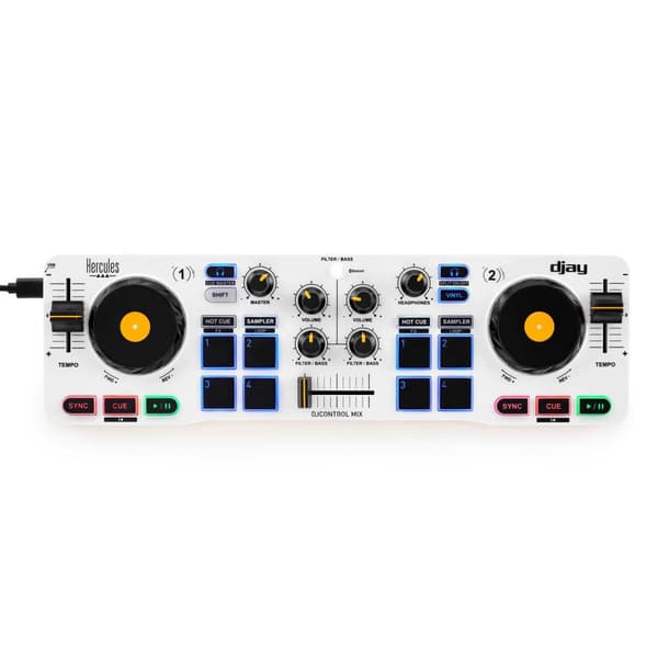 Hercules DJControl Mix – Bluetooth trådløs DJ-controller til smartphones (iOS og Android) – djay-app – 2 dæk