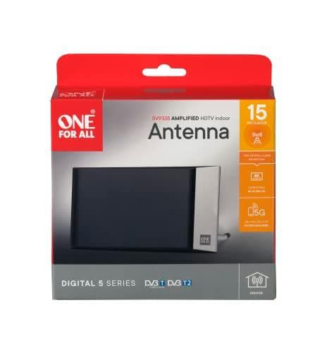 Yksi kaikille SV 9335-5G Passiivinen DVB-T/T2 litteä sisäantenni musta hopea
