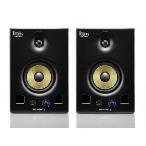 Hercules Monitor 5: sæt aktive monitorhøjttalere med en dobbelt forstærker (2 x 80 watt), hver med en 5 tommer bashøjttaler.