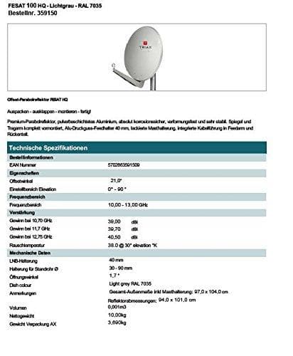 TRIAX satelliittiantenni FESAT 100 HQ 100cm vaaleanharmaa (359150)