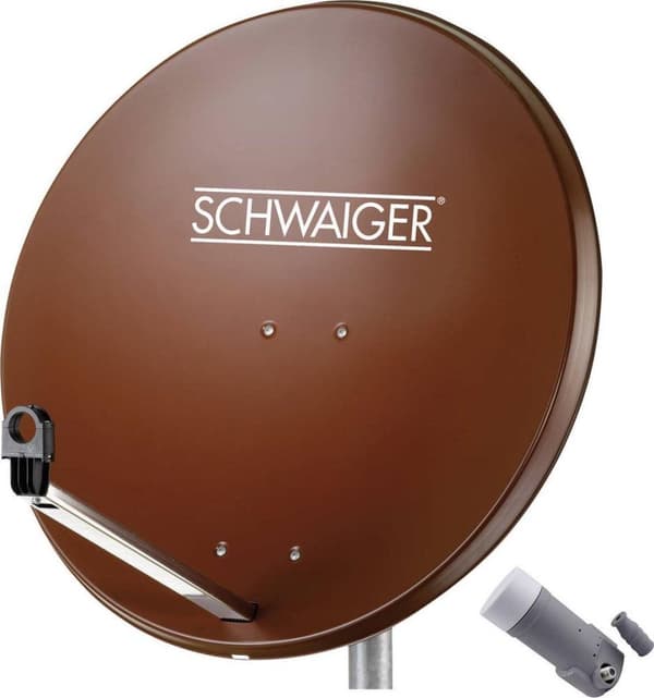 Schwaiger satellitinstallation för 1 satellit - parabol 80 cm, tegelröd, LNB - 1 anslutning