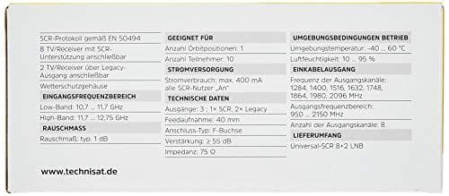 TechniSat Universal SCR 8+2 LNB - Satelliittiantennin muunnin - Twin Legacy LNB / SCR