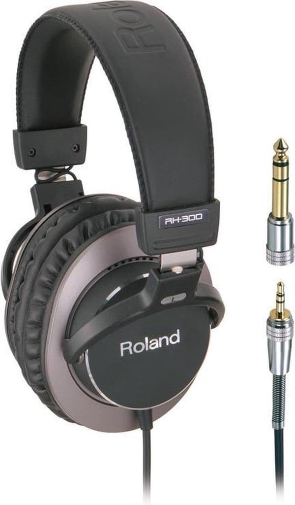 Roland RH-300 studiokuulokkeet korvan yli taitettavat, kääntyvät korvakupit hopea, musta (401630)