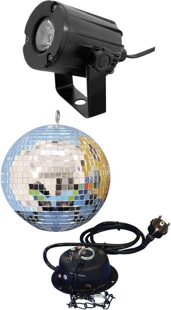 Eurolite spejlkugle sæt 200 mm med LED spot disco kugle (50101856)