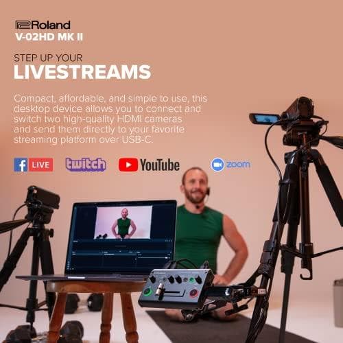 ROLAND V-02HD MK2 - Micro Video Streaming Switcher USB-C-lähdöllä (424321A38)
