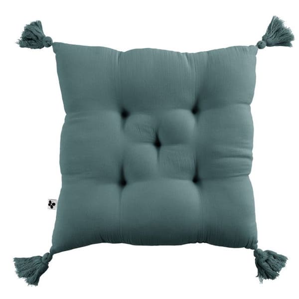 5-punkts vadderad kudde med pompoms "Gaïa" 40 x 40 cm "Cotton Gauze" - Gaïa Canard