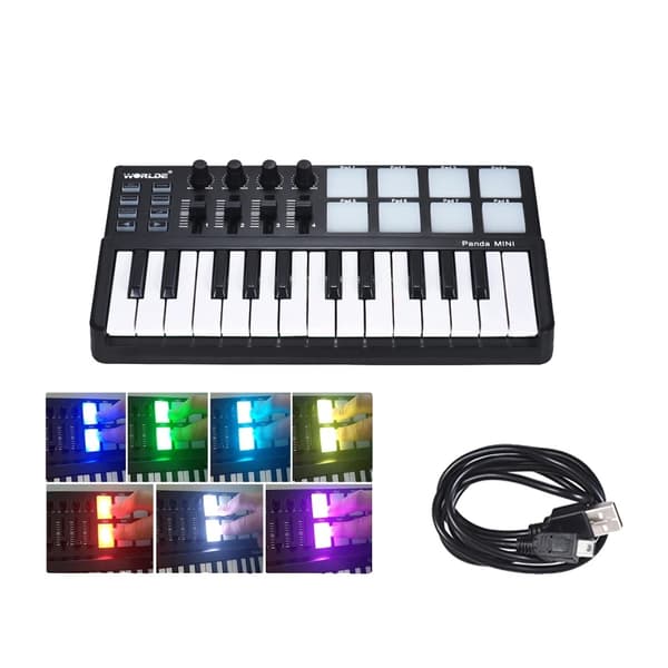 MIDI-ohjain, kompakti muotoilu, RGB-taustavalaistut laukaisualustat, läpinäkyvä