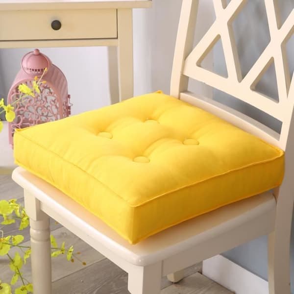 Coussin Tatami i bomull och lin, stolskudde fyra säsonger, bilkudde - Gul