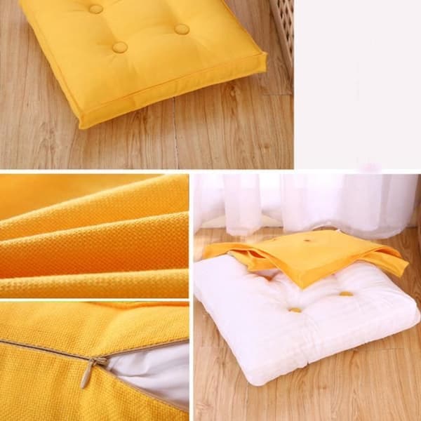Coussin Tatami i bomull och lin, stolskudde fyra säsonger, bilkudde - Gul