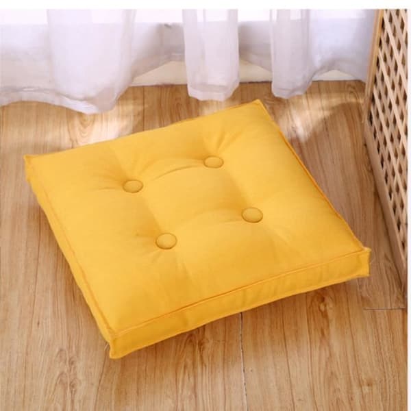 Coussin Tatami i bomull och lin, stolskudde fyra säsonger, bilkudde - Gul