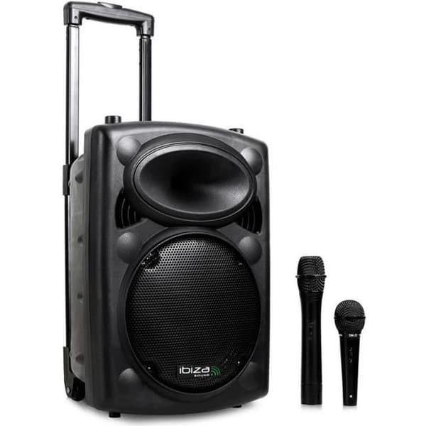 IBIZA PORT8VHF-BT - Autonom bärbar högtalare 8''/20 cm med USB-MP3, Bluetooth, 1 VHF-mikrofon &amp; 1 trådbunden mikrofon