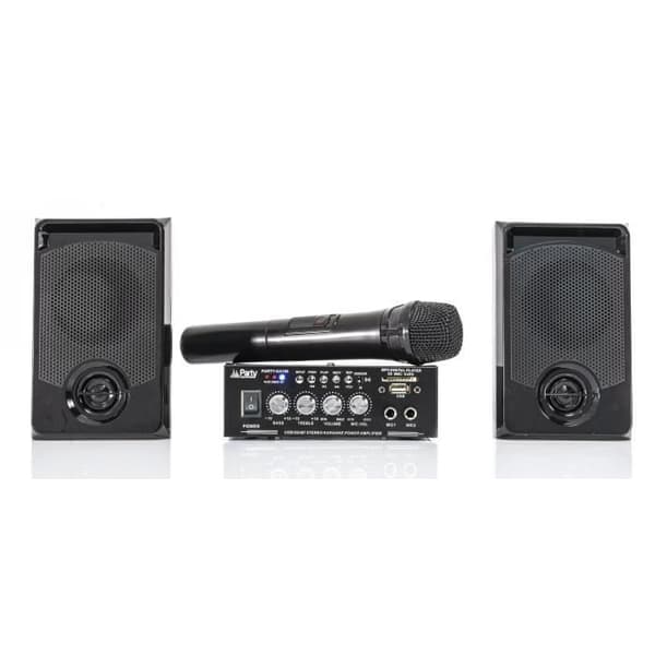 PARTY LJUS&LJUD PARTY-KA100 - Karaoke kit: 1 förstärkare 2x50W, 2 högtalare, 1 mikrofon - 76dB - Bluetooth, USB
