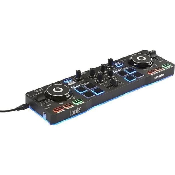 HERCULES DJ CONTROL STARLIGHT - Bärbar DJ-kontroll med USB-port - 2 kanaler - 8 pads - Inbyggd ljudkort - Serato DJ Lite ingår