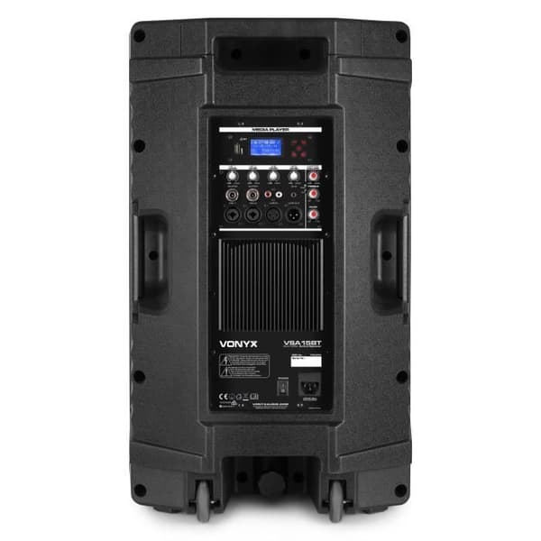 Vonyx VSA15BT Aktiv bi-amplifierad högtalare 15" – Effekt 1000 Watts, Stabil ABS-låda, Montering på stativ eller golv