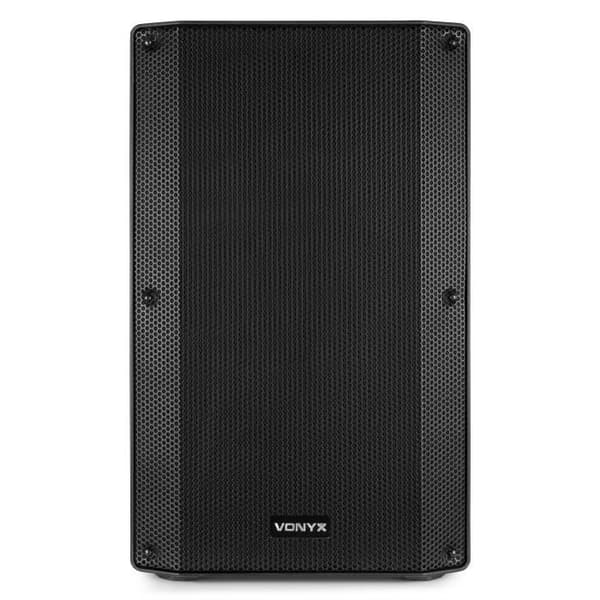 Vonyx VSA15BT Aktiv bi-amplifierad högtalare 15" – Effekt 1000 Watts, Stabil ABS-låda, Montering på stativ eller golv