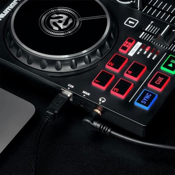 NUMARK PARTYMIX2 - 2-kanals 8-pads DJ-kontroller med ljudkort och lampor
