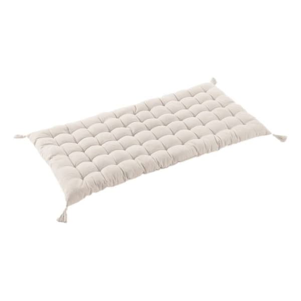 Solsäng med vattentåliga pom-poms - Anti-UV Utomhus "Kala" i Bomull 60 x 120 cm l'Effet Papillon - Kala Grège