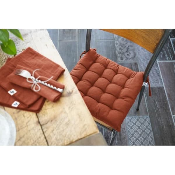 Kudde med vaddering utomhus vattenavvisande - Anti-UV "Kala" i bomull 38 x 38 cm Effekten av en fjäril - Kala Terracotta