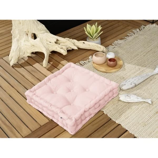 Utomhus golvkudde vattenavvisande - Anti-UV "Kala" i bomull 50 x 50 x 10 cm l'Effet Papillon - Kala Pivoine