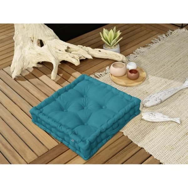 Utomhusgolvmadrass av vattenavvisande material - Anti-UV "Kala" i bomull 50 x 50 x 10 cm l'Effet Papillon - Kala Paon