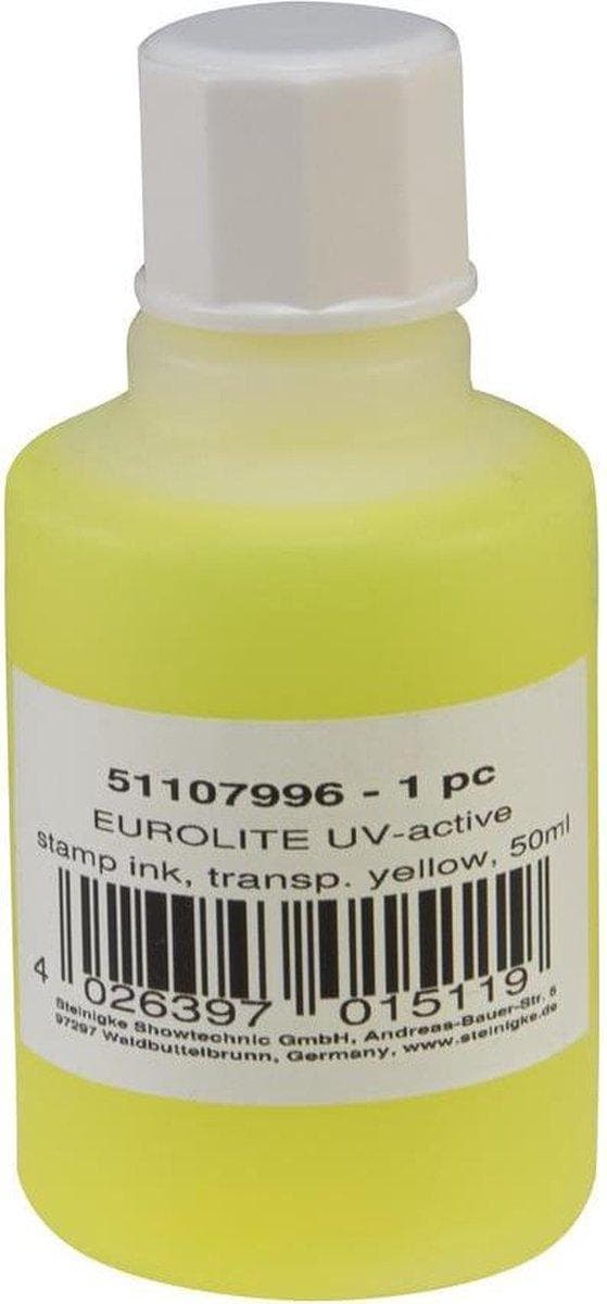 EUROLITE UV-aktivt stempelblæk, transparent gul, 50ml (51107996)