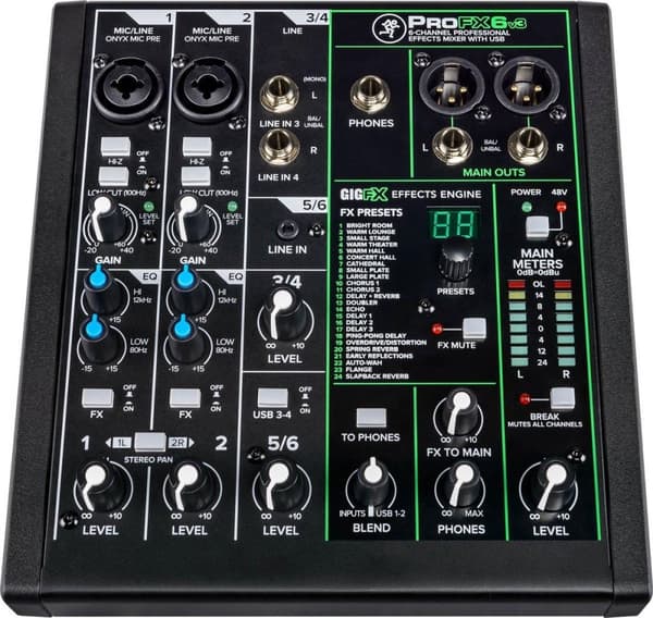 Mackie ProFX6v3 Console Mixer Antal kanaler:6