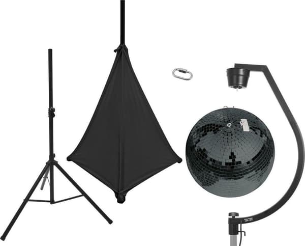 EUROLITE set spegelkula 50cm svart med stativ och segel svart (20000709)
