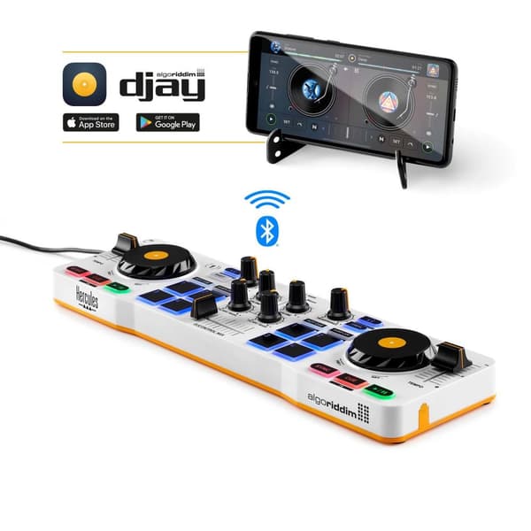 Hercules DJControl Mix – Bluetooth trådløs DJ-controller til smartphones (iOS og Android) – djay-app – 2 dæk