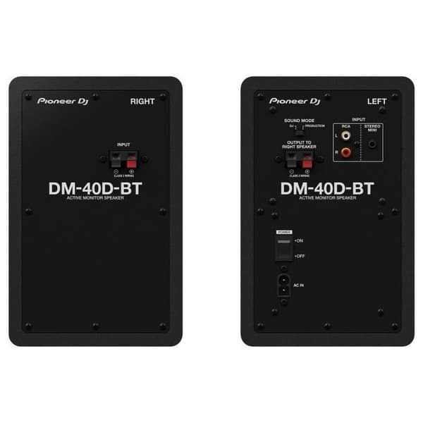 Ett par Pioneer DJ DM-40D-BT övervakningshögtalare - Bluetooth - Basreflex - 2x19W - DJ eller produktionsläge - Svart