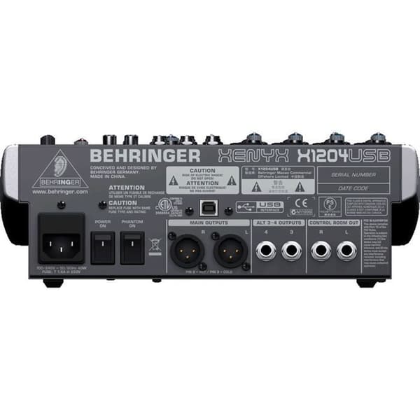 Analog mixer BEHRINGER Xenyx X1204USB - 12 ingångar - Inbyggd USB-port - 24-bitars stereoeffektsprocessor