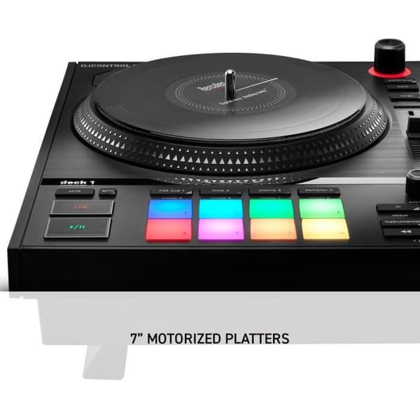 HERCULES DJCONTROL INPULSE T7 - Musta moottoroitu DJ-ohjain kahdella soittimella