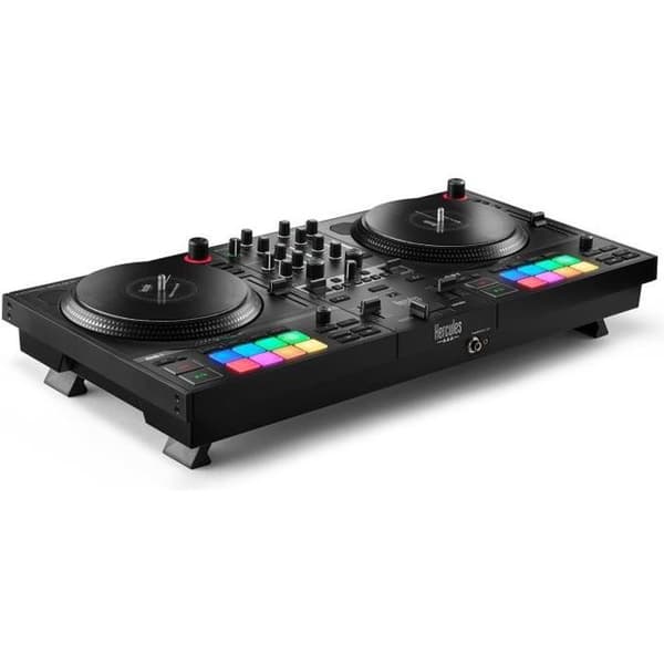 HERCULES DJCONTROL INPULSE T7 - Musta moottoroitu DJ-ohjain kahdella soittimella