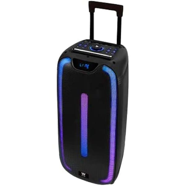 Woxter Rock'n'Roller St - Högtalarvagn med karaokefunktion, 100W, LED-belysning, Bluetooth, SD/USB-läsare, FM, AUX,