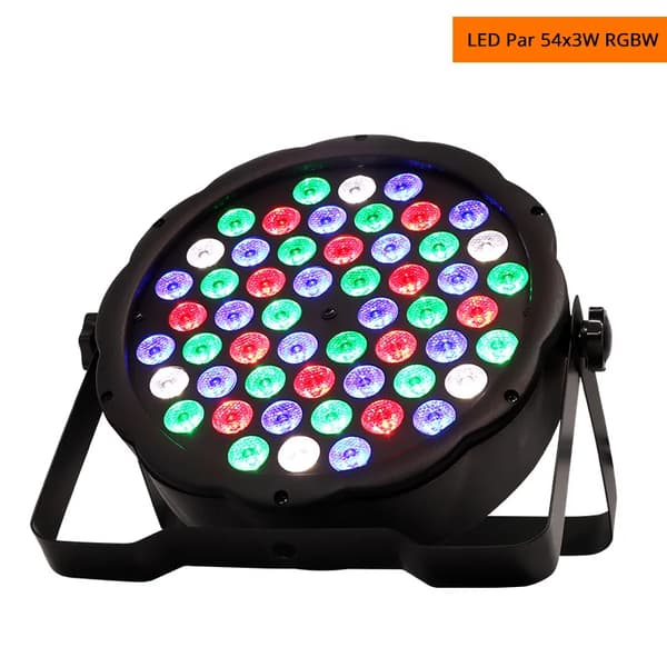 LED Par Lys, 54x3W LED Pærer, DMX Kontroller, LED Par 54x3W RGBW, EU-stik