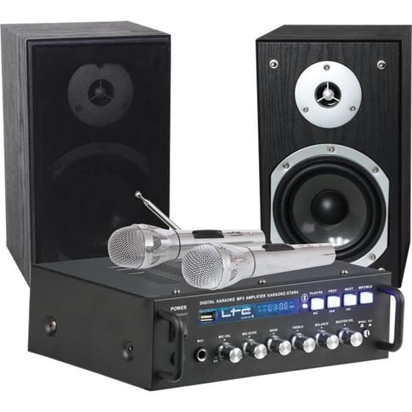 LTC KARAOKE-STAR4-MKII - 2 x 75w "Plug &amp; Play" karaoke set med bluetooth och röstväxlare